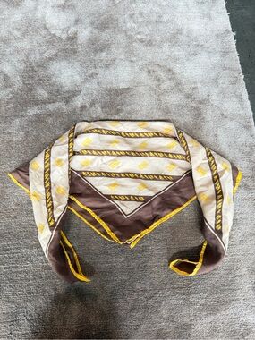 Vintage Christian Dior Brown & Yellow Silk Scarf